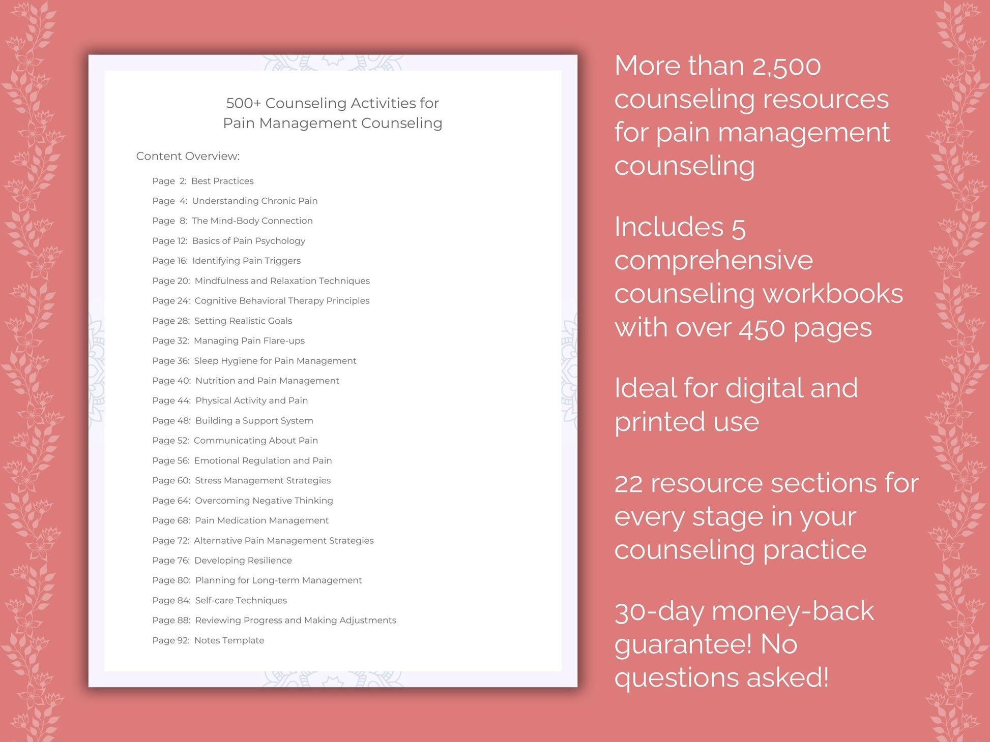 Pain Management Counseling Counseling Templates