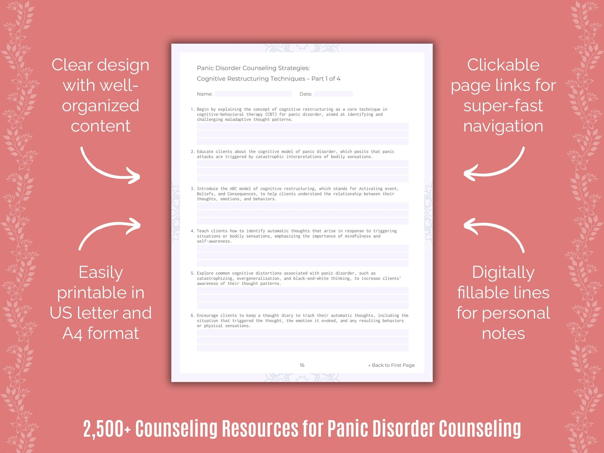 Panic Disorder Counseling Counselor Cheat Sheets