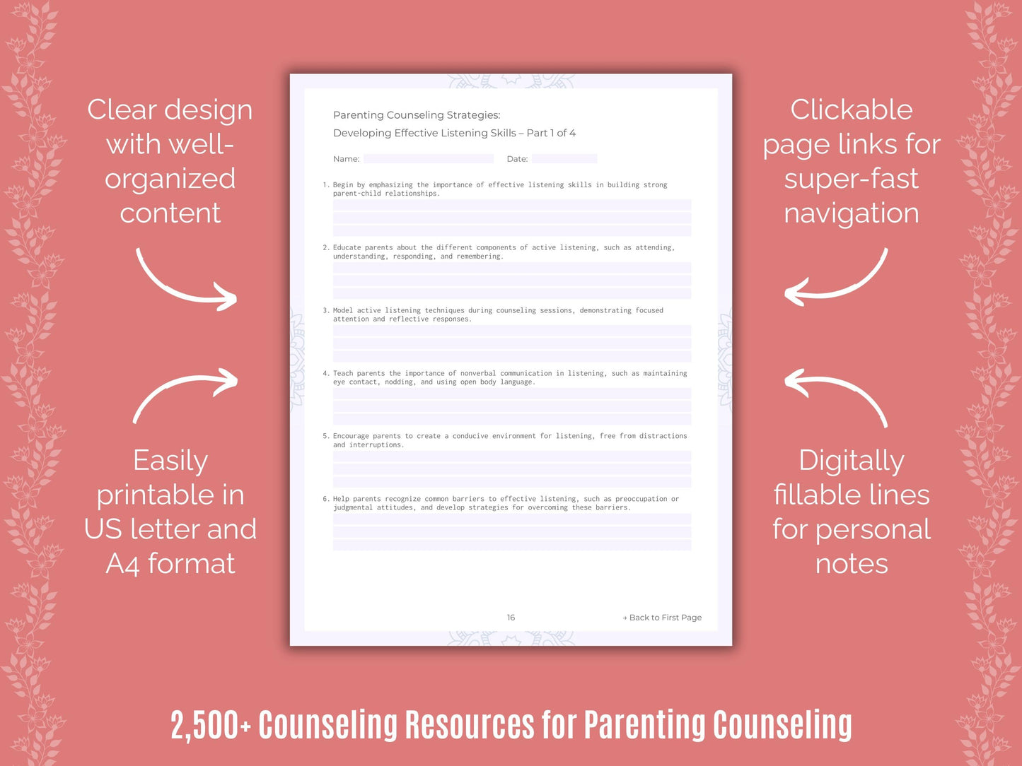 Parenting Counseling Counselor Cheat Sheets