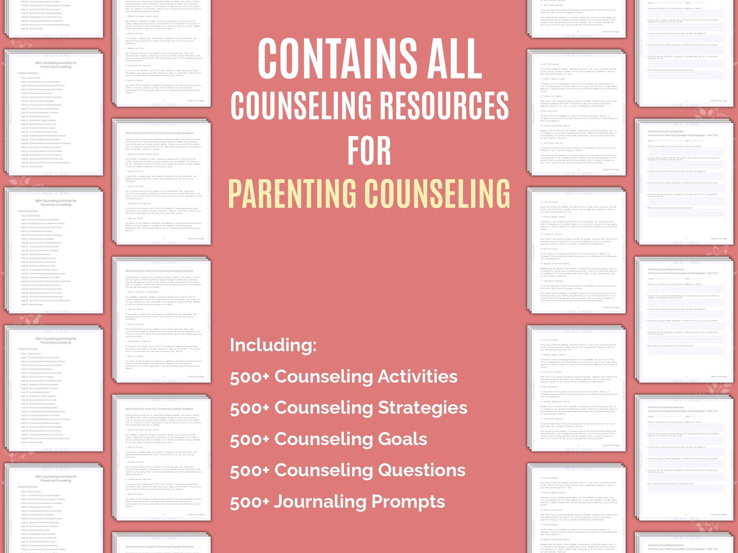 Parenting Counseling Therapist Worksheets