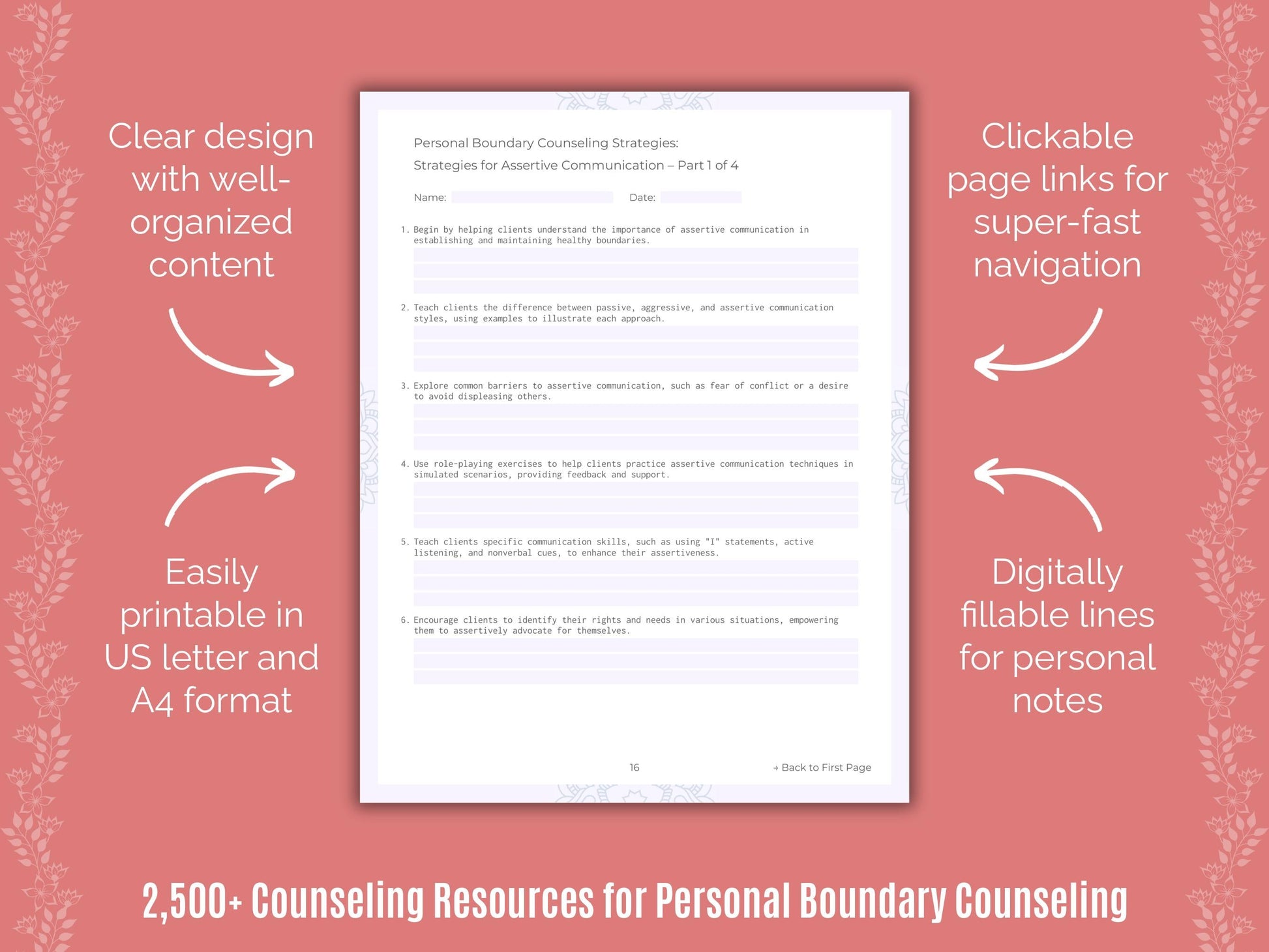 Personal Boundary Counseling Counselor Cheat Sheets