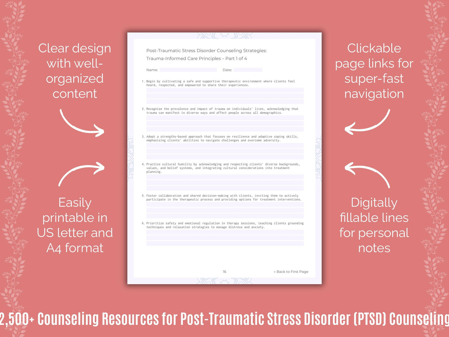 Post-Traumatic Stress Disorder (PTSD) Counseling Counselor Cheat Sheets