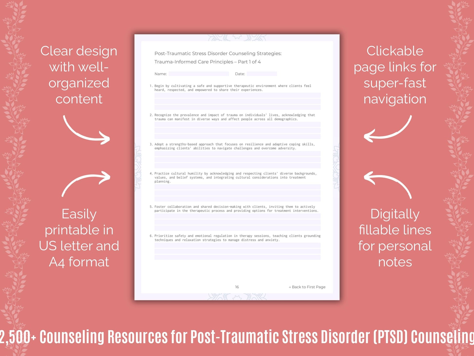 Post-Traumatic Stress Disorder (PTSD) Counseling Counselor Cheat Sheets