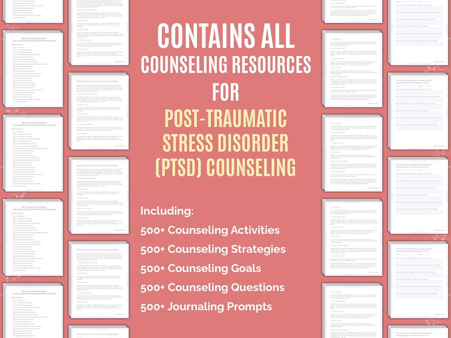 Post-Traumatic Stress Disorder (PTSD) Counseling Therapist Worksheets