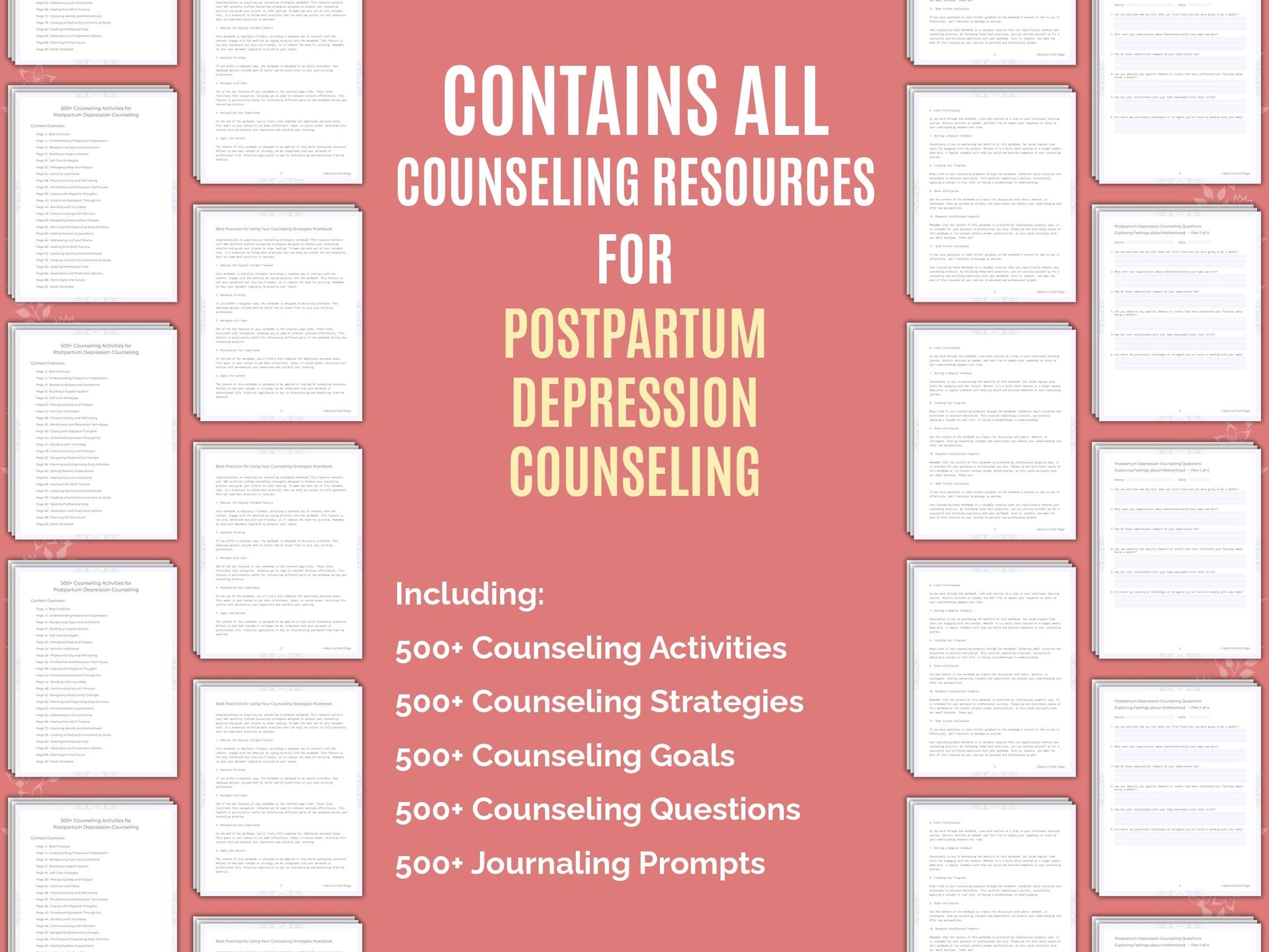 Postpartum Depression Counseling Therapist Worksheets