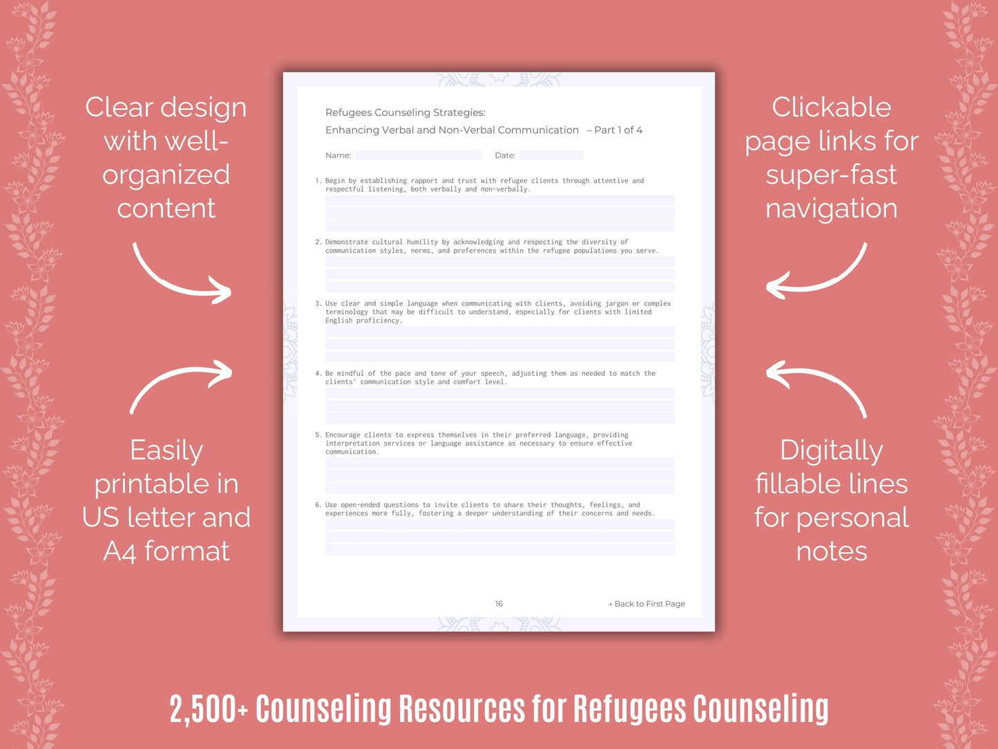 Refugees Counseling Counselor Cheat Sheets