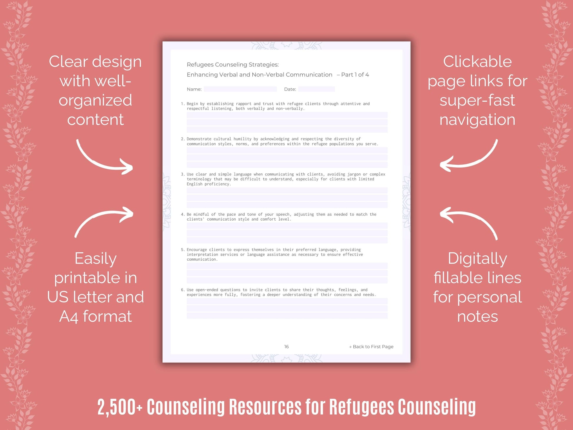 Refugees Counseling Counselor Cheat Sheets