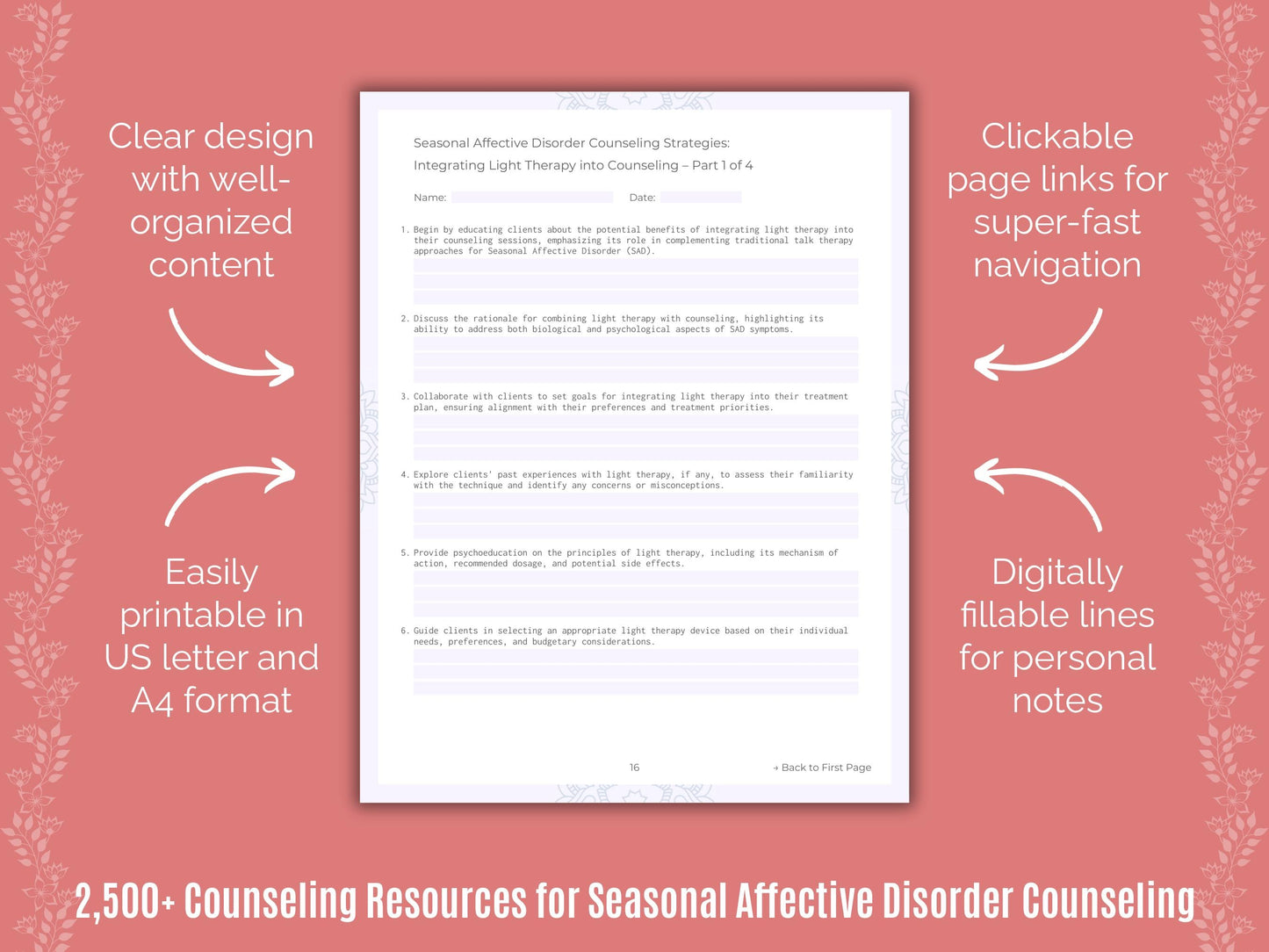 Seasonal Affective Disorder Counseling Counselor Cheat Sheets