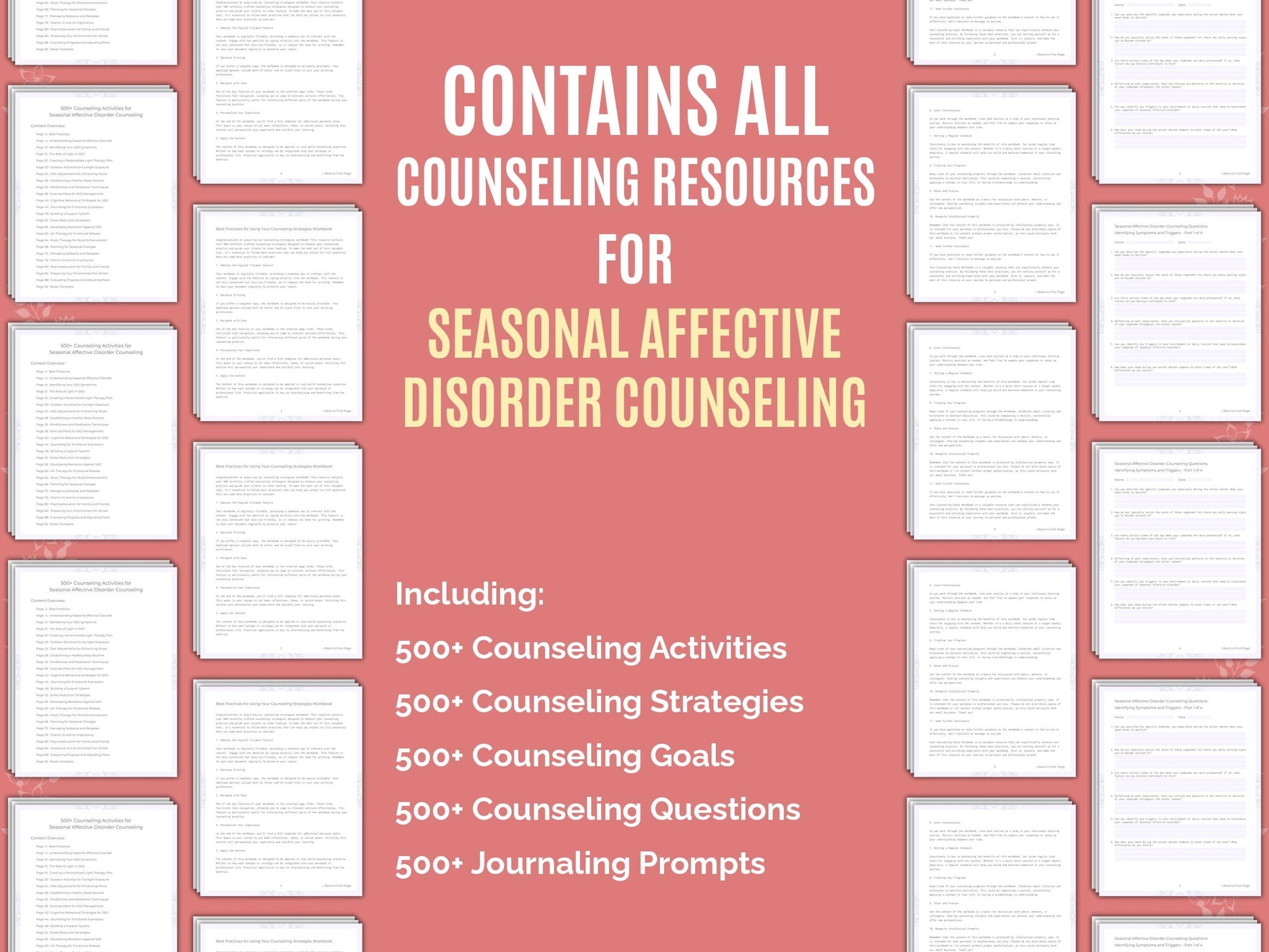 Seasonal Affective Disorder Counseling Therapist Worksheets