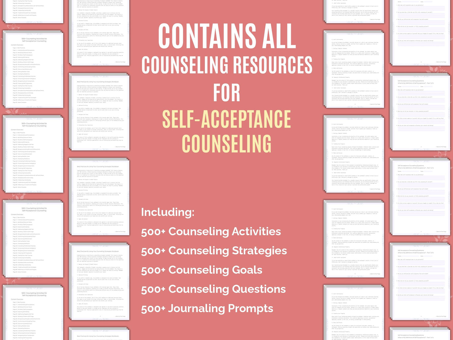 Self-Acceptance Counseling Therapist Worksheets