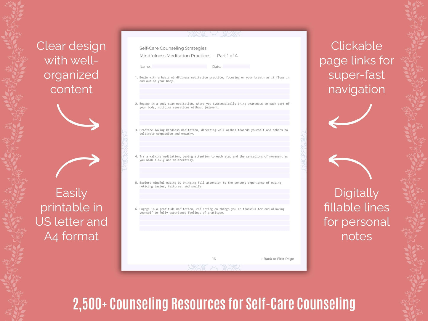 Self-Care Counseling Counselor Cheat Sheets