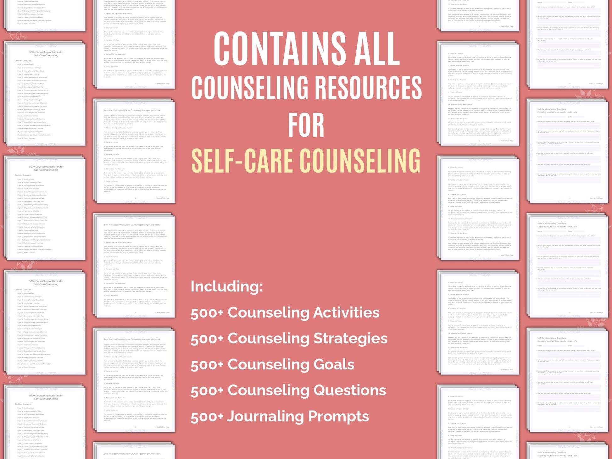 Self-Care Counseling Therapist Worksheets