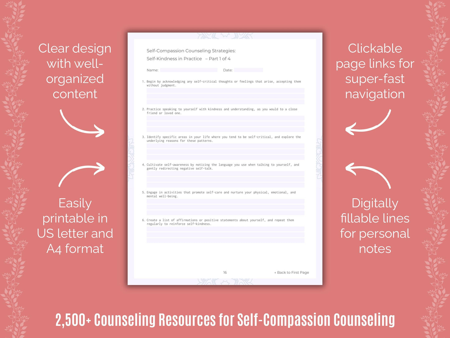 Self-Compassion Counseling Counselor Cheat Sheets