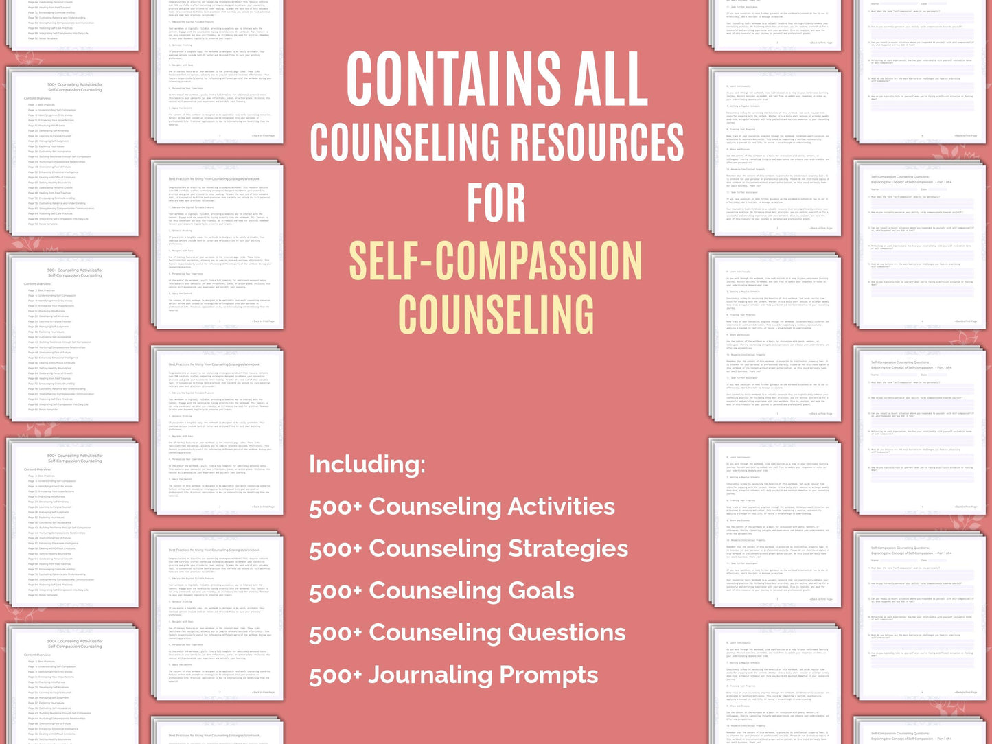 Self-Compassion Counseling Therapist Worksheets