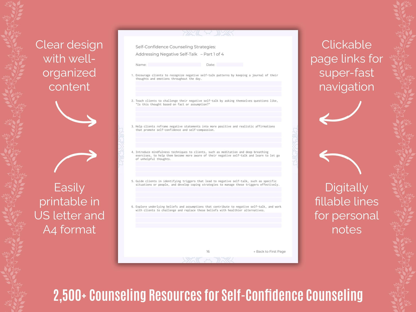 Self-Confidence Counseling Counselor Cheat Sheets