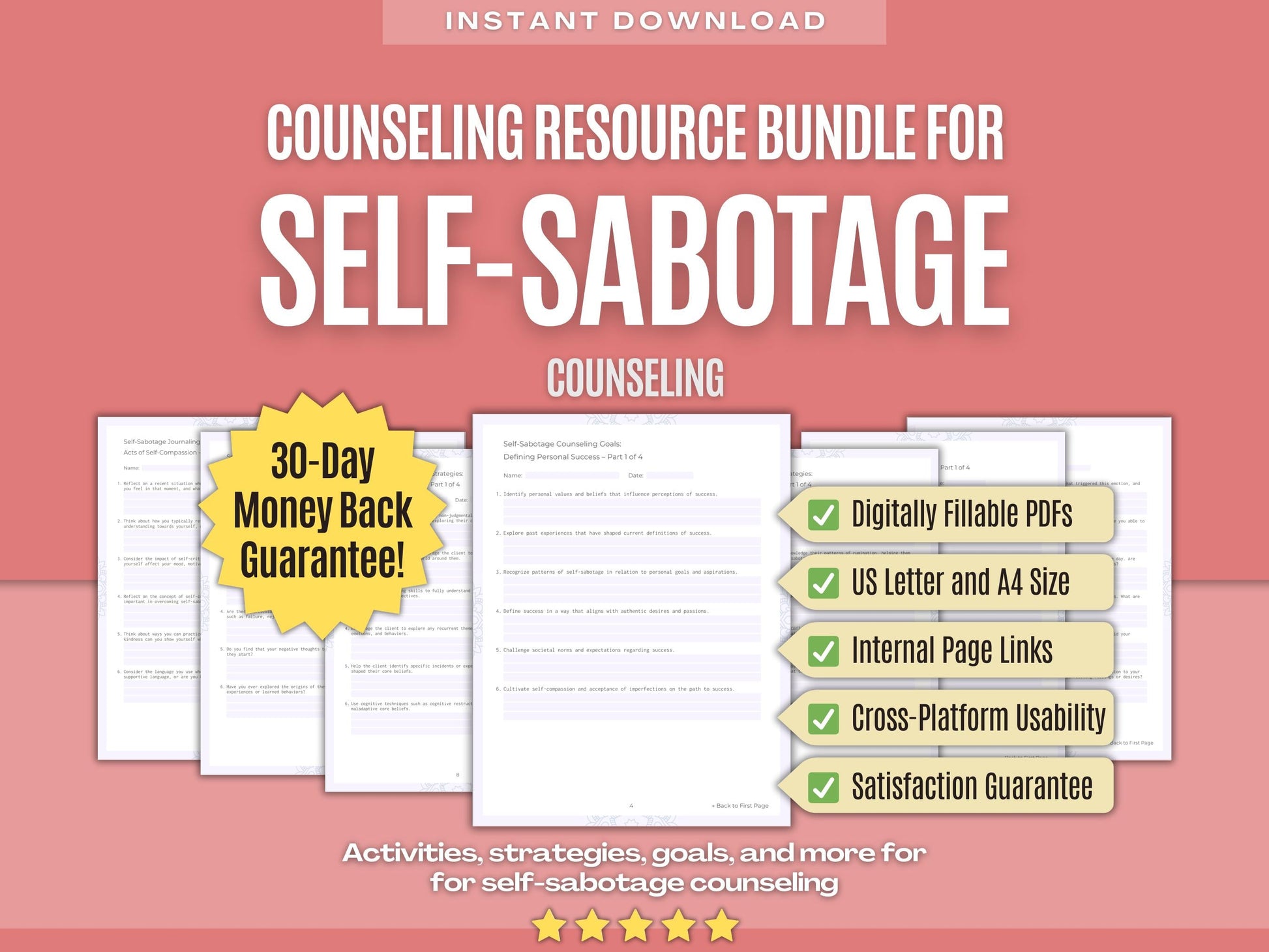 Self-Sabotage Counseling Psychology Workbooks