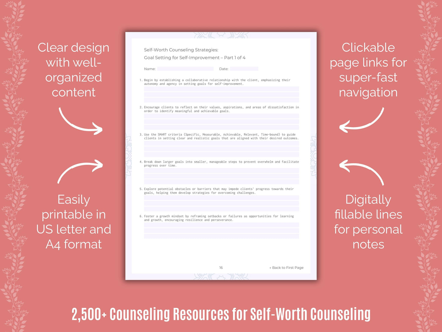 Self-Worth Counseling Counselor Cheat Sheets