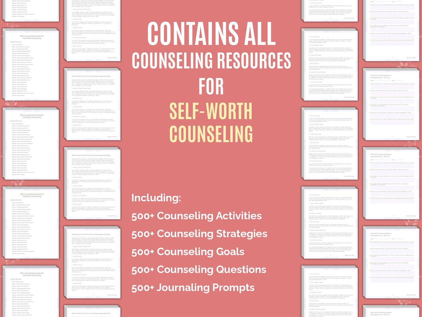 Self-Worth Counseling Therapist Worksheets