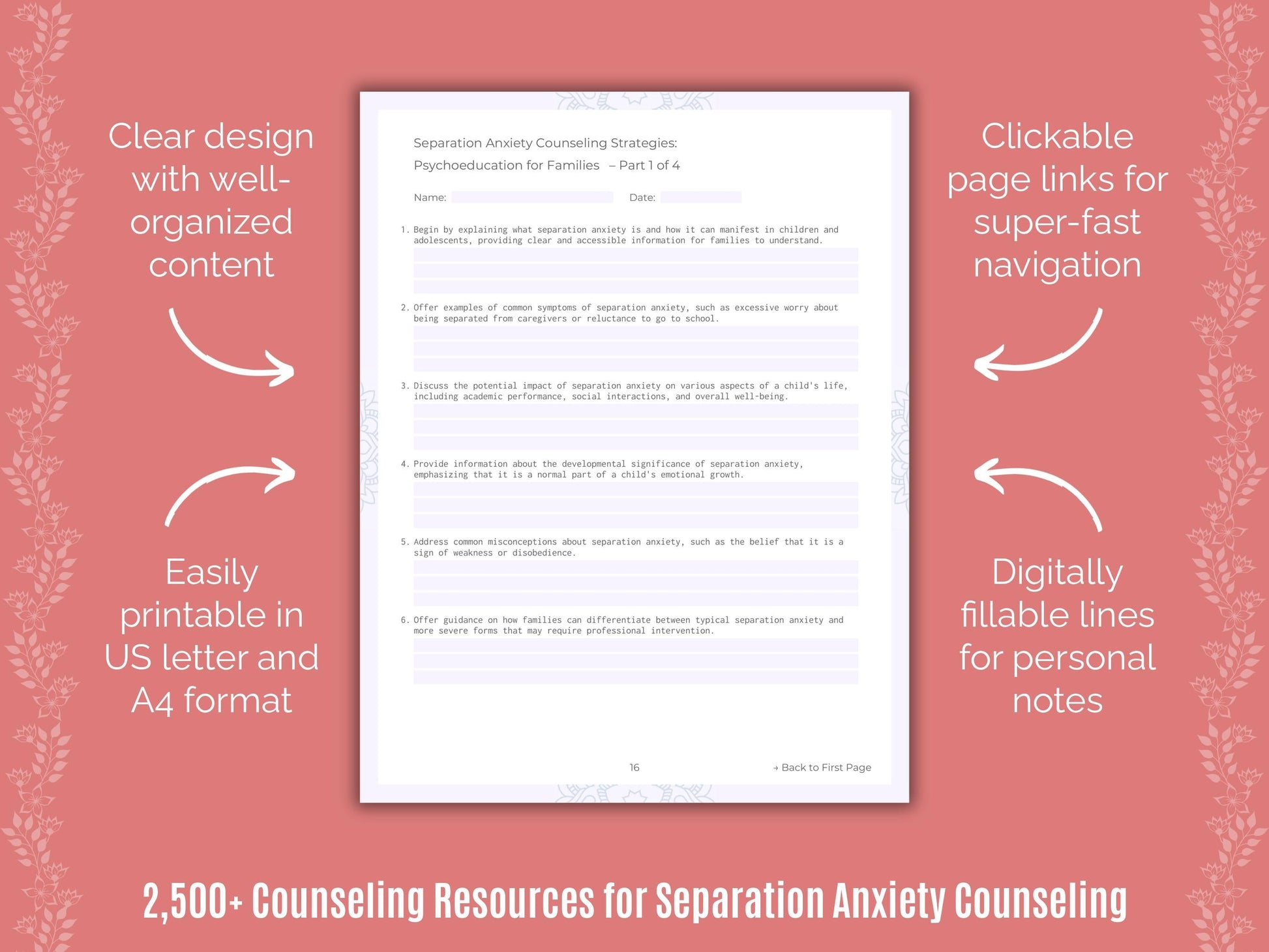 Separation Anxiety Counseling Counselor Cheat Sheets