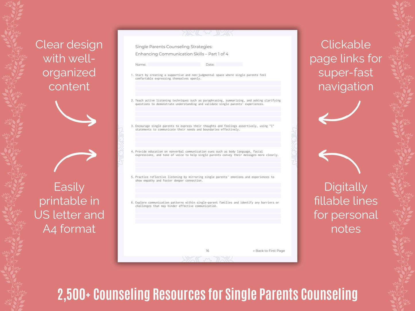 Single Parents Counseling Counselor Cheat Sheets