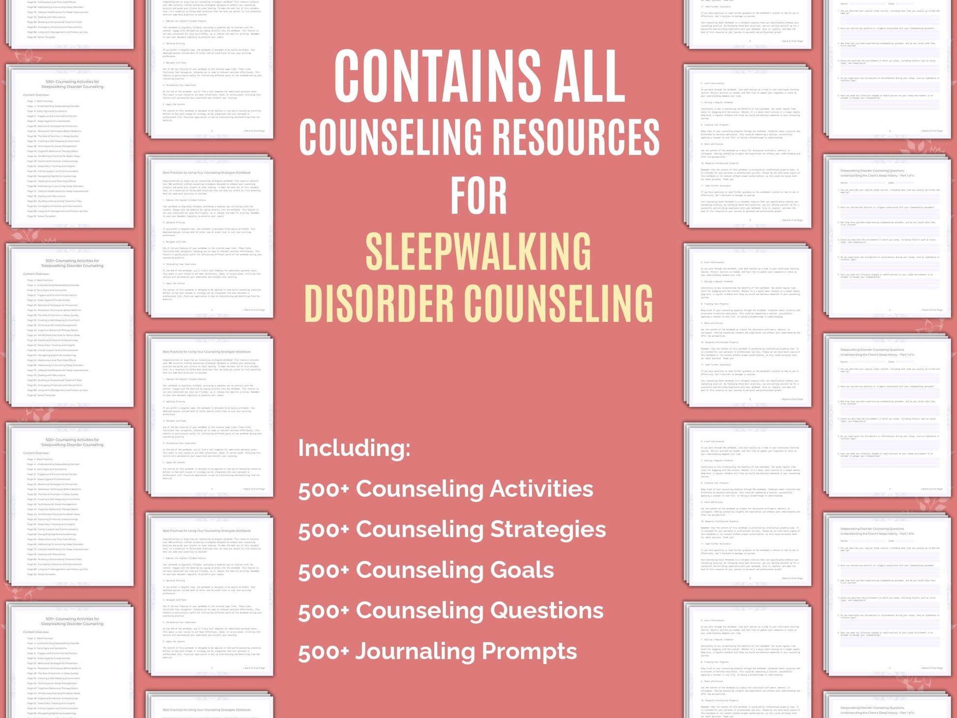 Sleepwalking Disorder Counseling Therapist Worksheets