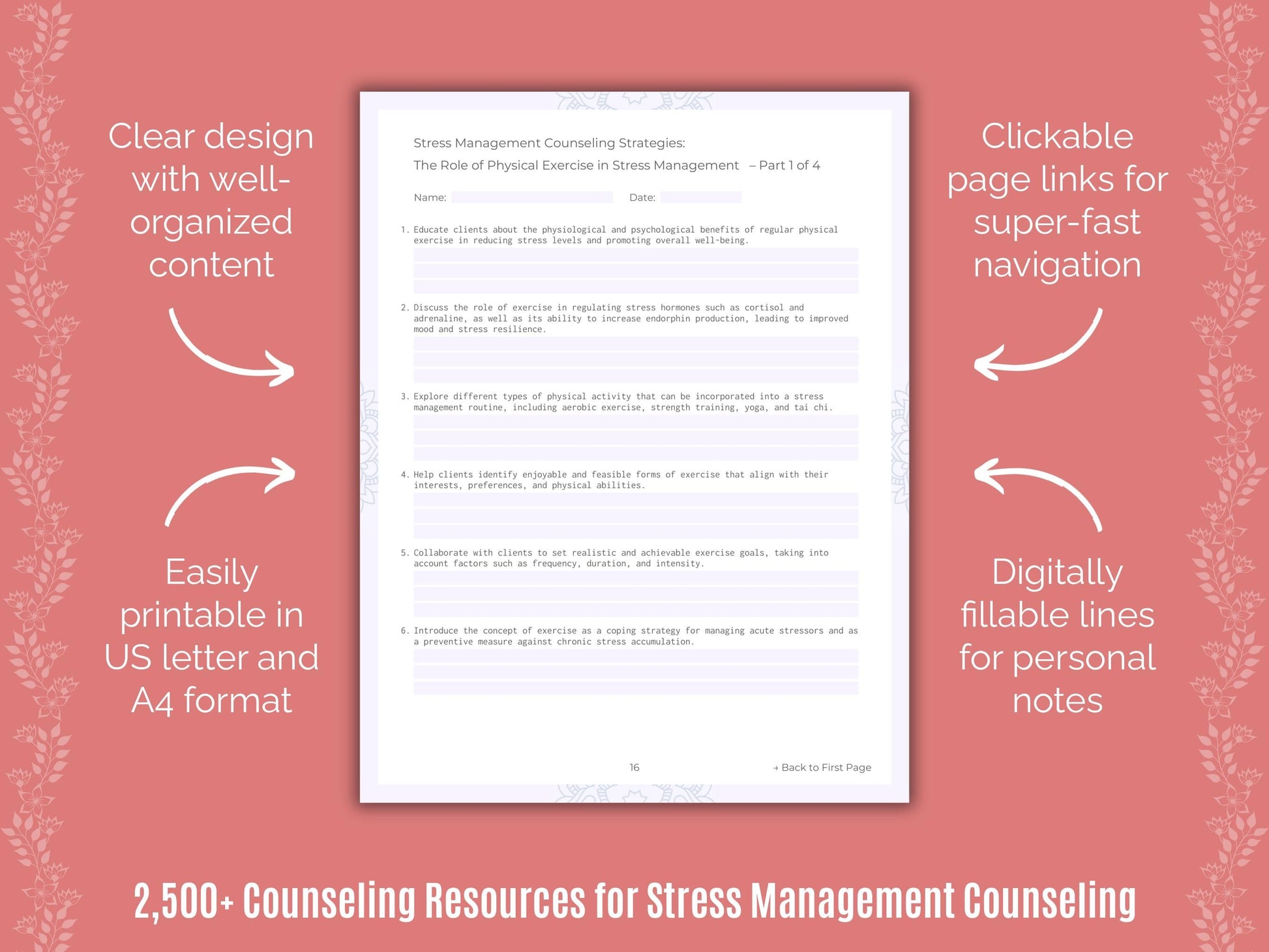 Stress Management Counseling Counselor Cheat Sheets