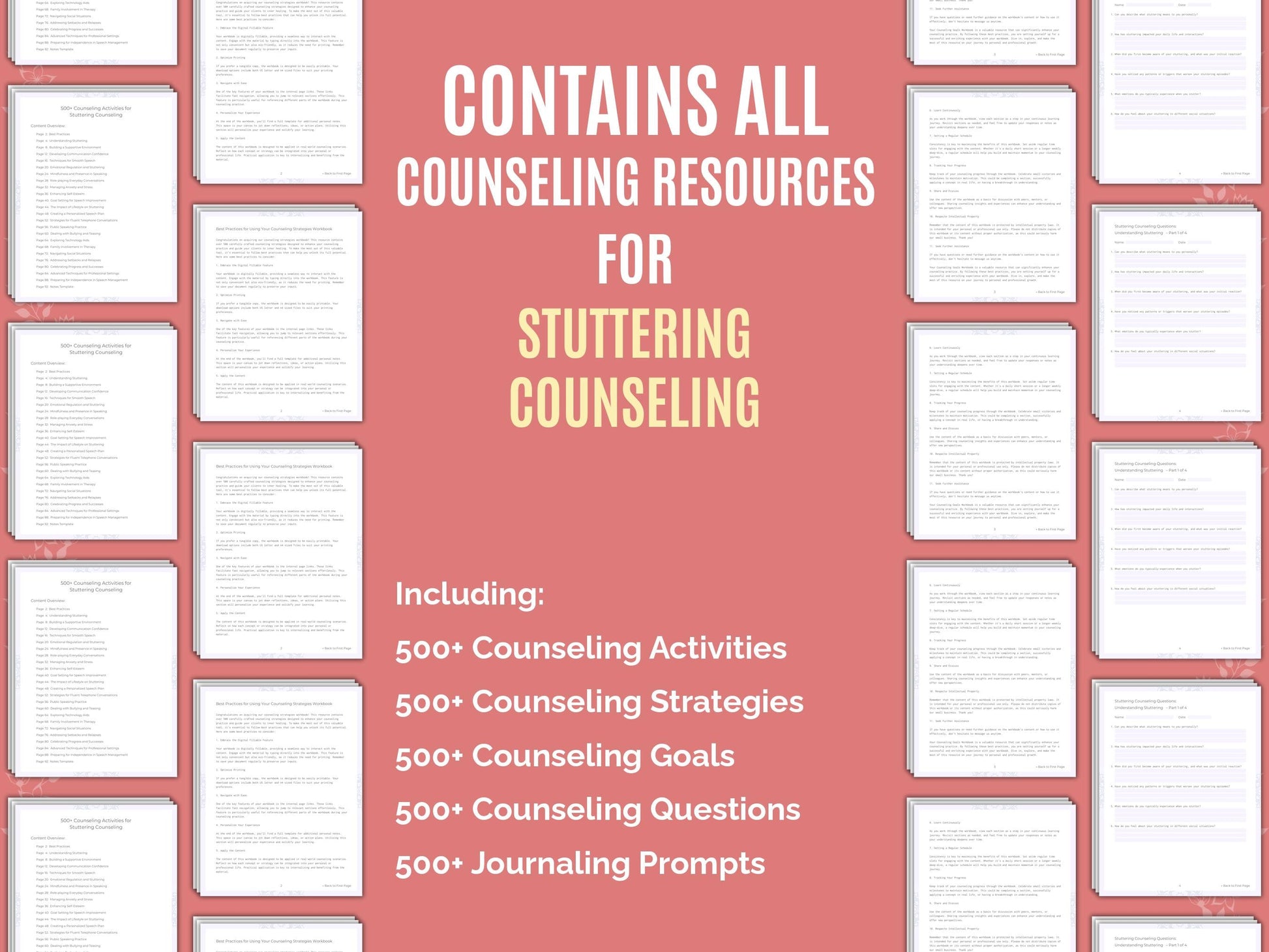 Stuttering Counseling Therapist Worksheets