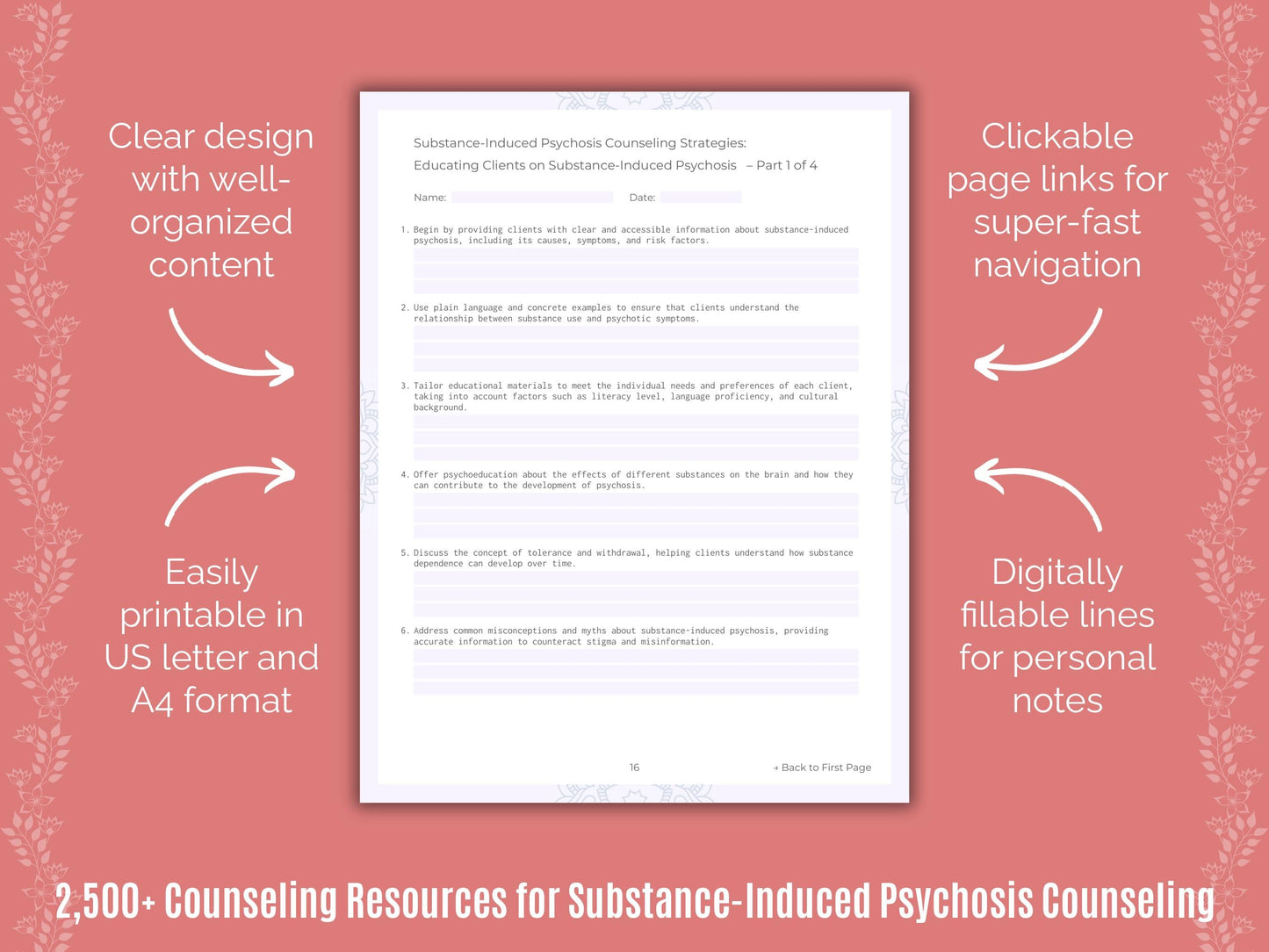 Substance-Induced Psychosis Counseling Counselor Cheat Sheets