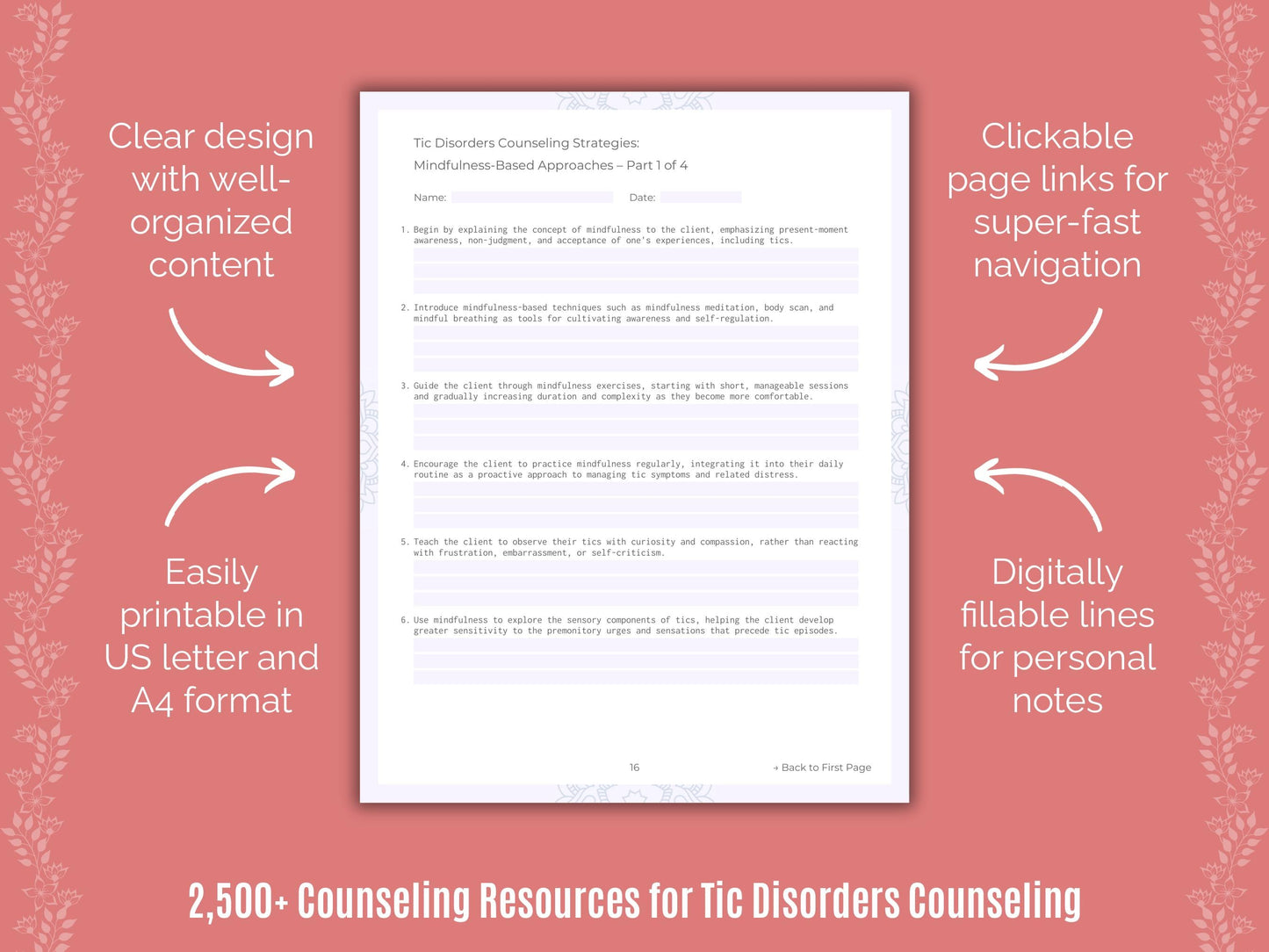 Tic Disorders Counseling Counselor Cheat Sheets