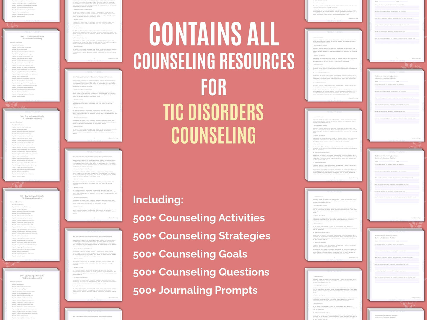 Tic Disorders Counseling Therapist Worksheets