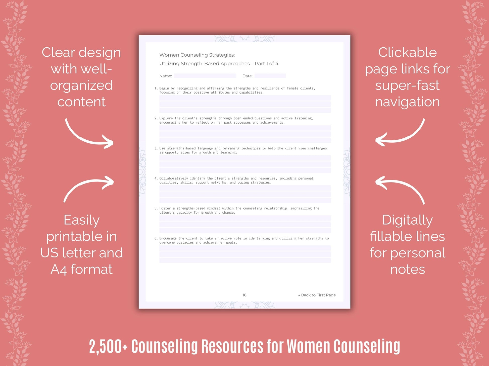 Women Counseling Counselor Cheat Sheets