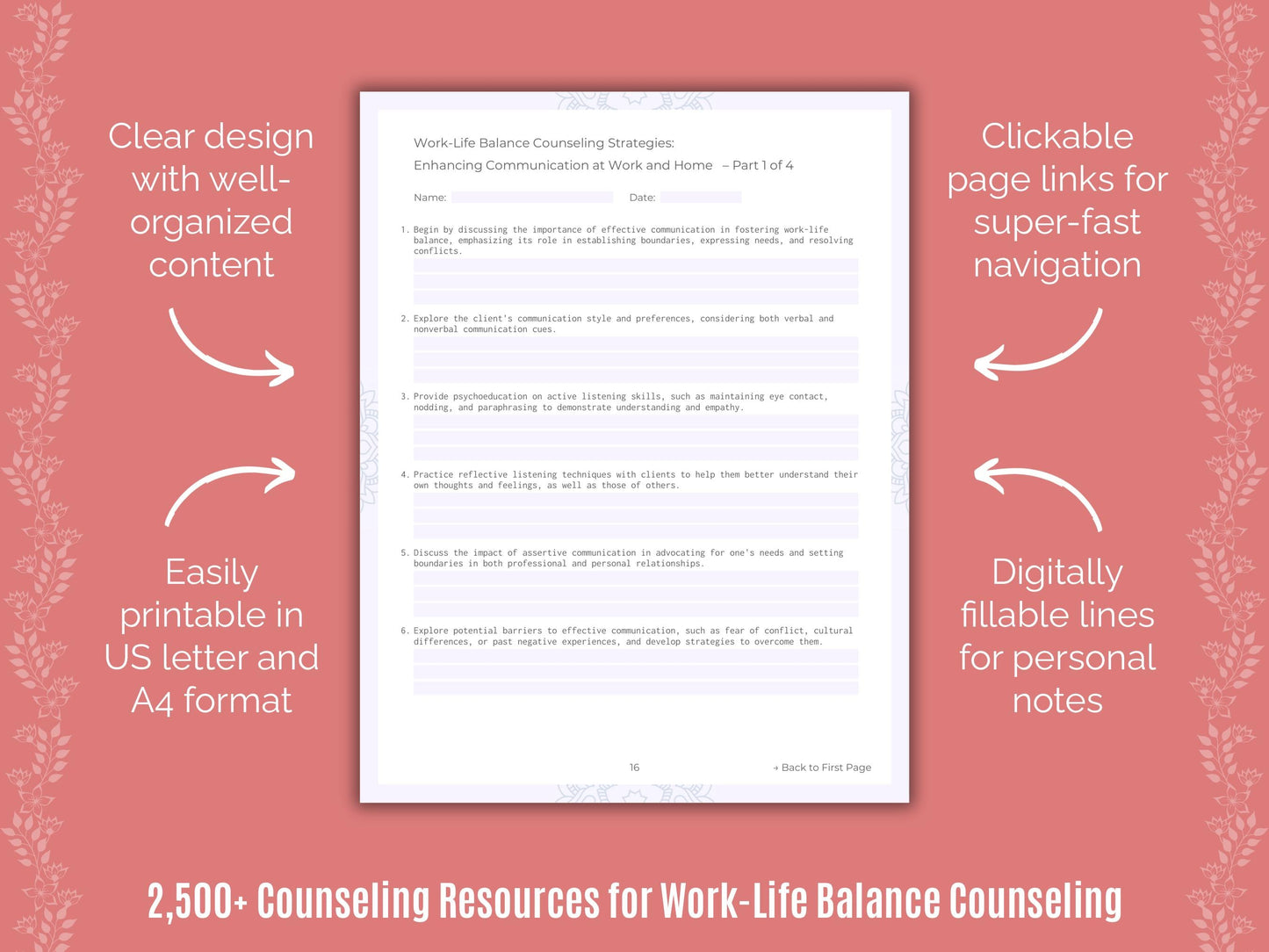 Work-Life Balance Counseling Counselor Cheat Sheets