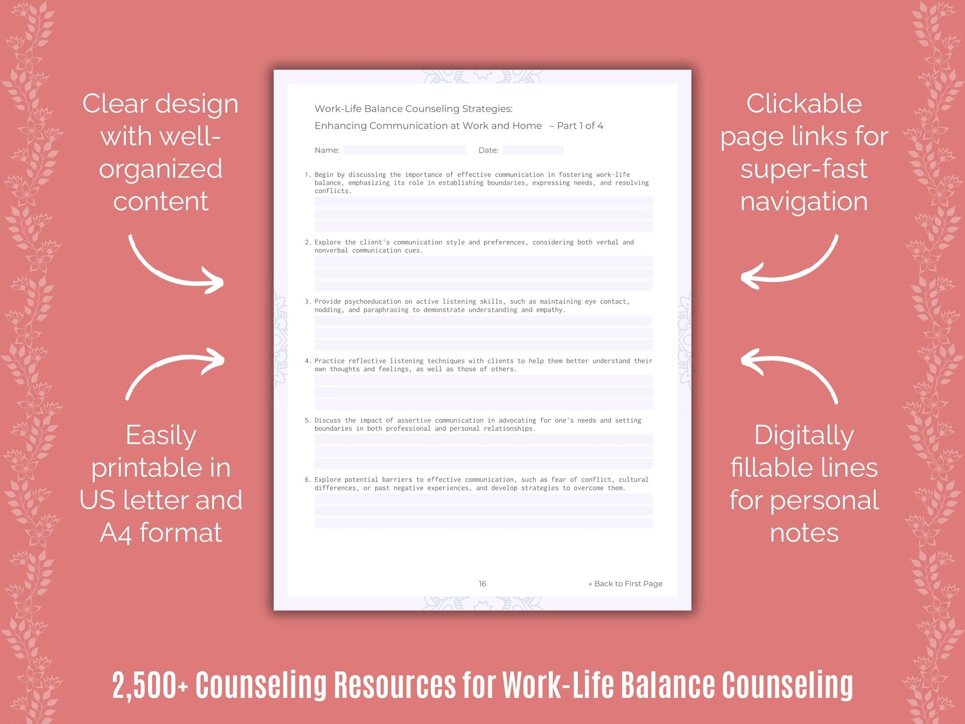 Work-Life Balance Counseling Counselor Cheat Sheets