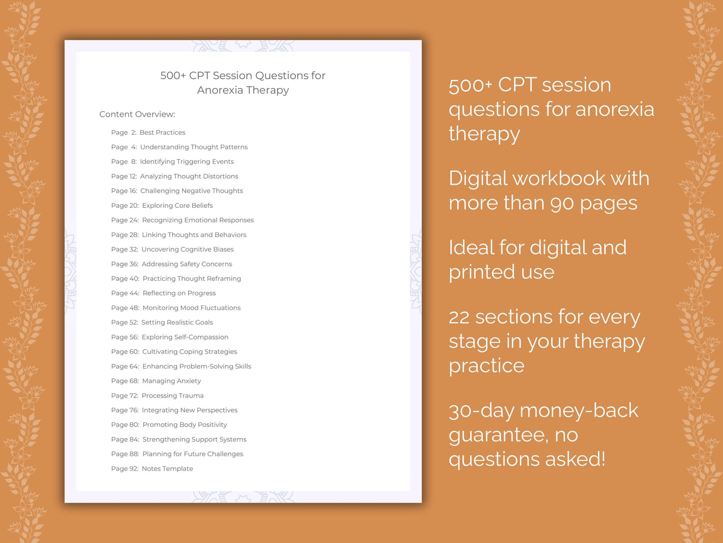 Anorexia Cognitive Processing Therapy (CPT) Therapist Worksheets