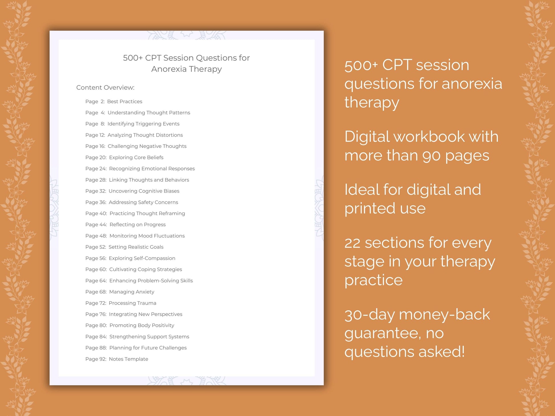 Anorexia Cognitive Processing Therapy (CPT) Therapist Worksheets