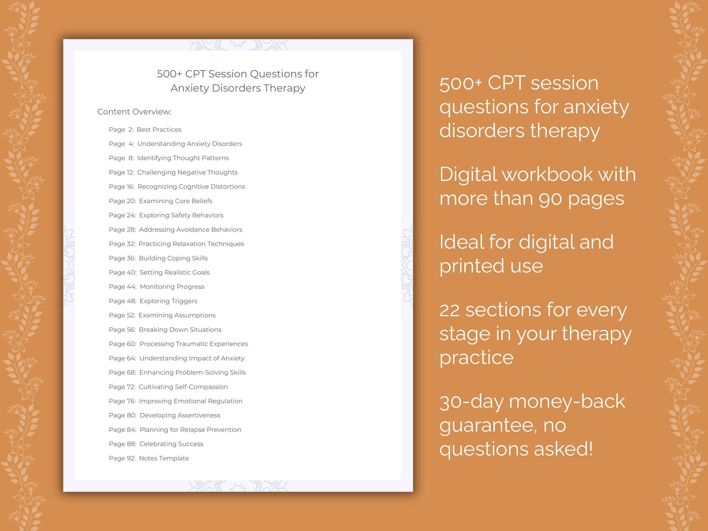 Anxiety Disorders Cognitive Processing Therapy (CPT) Therapist Worksheets