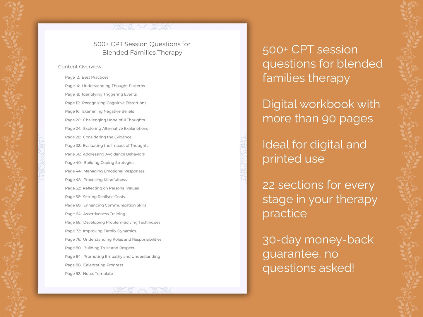 Blended Families Cognitive Processing Therapy (CPT) Therapist Worksheets