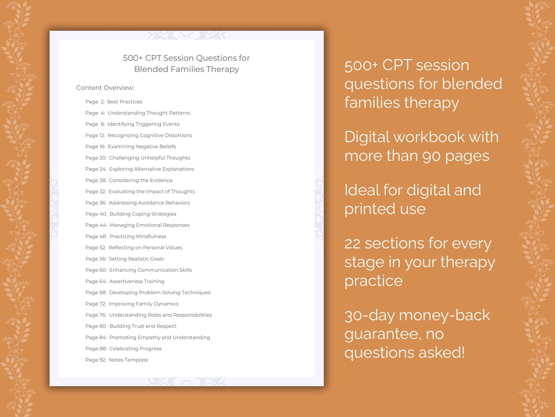 Blended Families Cognitive Processing Therapy (CPT) Therapist Worksheets