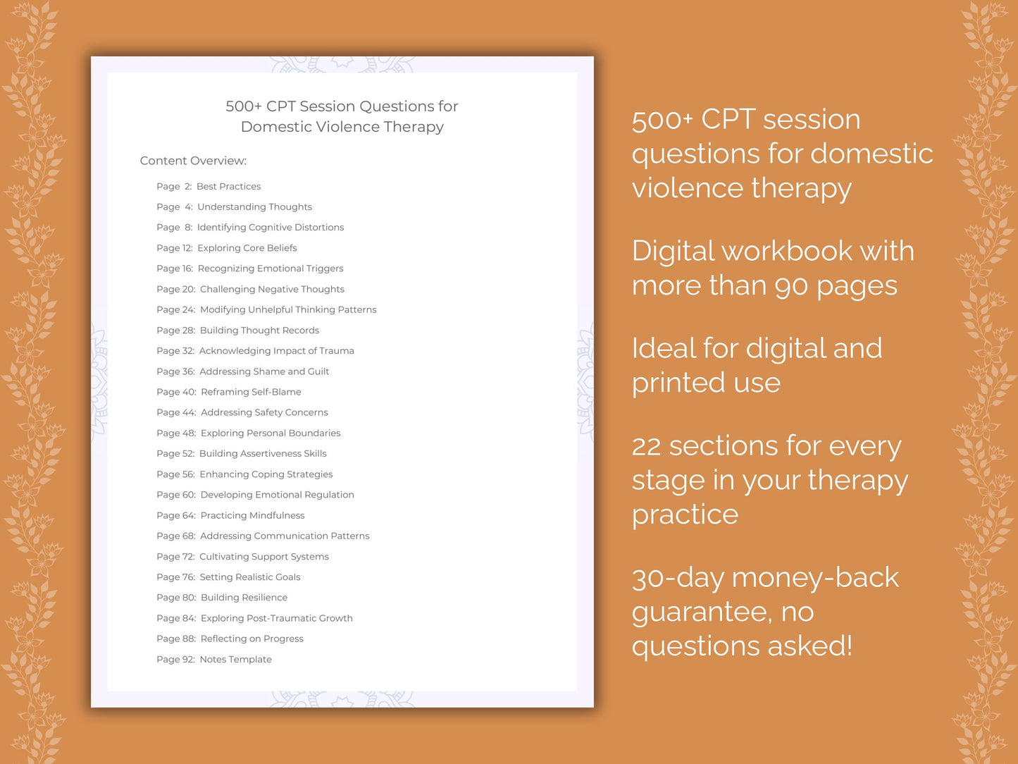 Domestic Violence Cognitive Processing Therapy (CPT) Therapist Worksheets