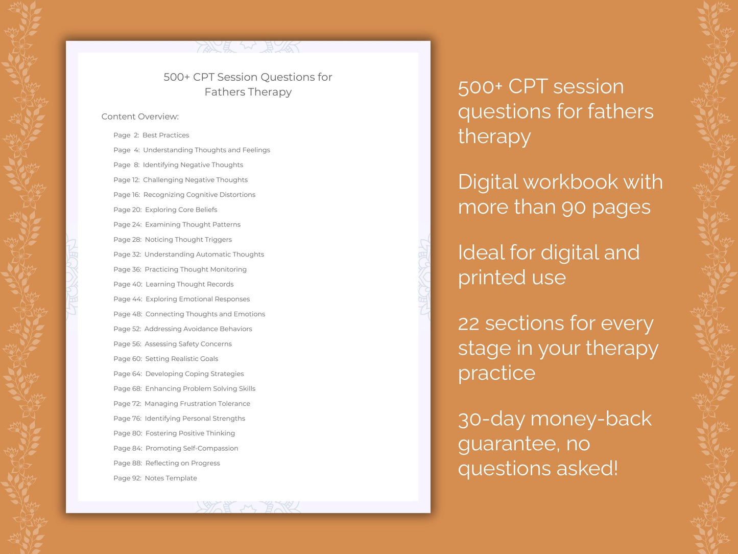 Fathers Cognitive Processing Therapy (CPT) Therapist Worksheets