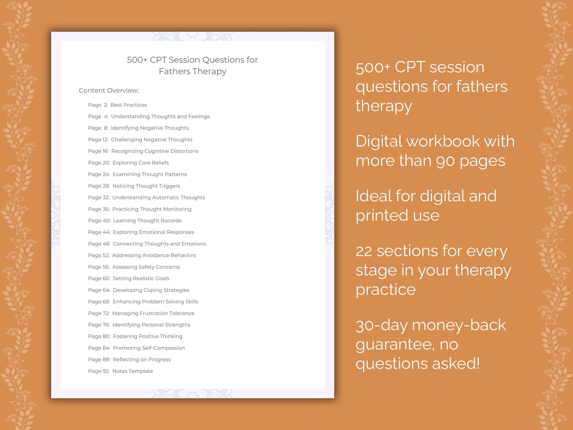 Fathers Cognitive Processing Therapy (CPT) Therapist Worksheets