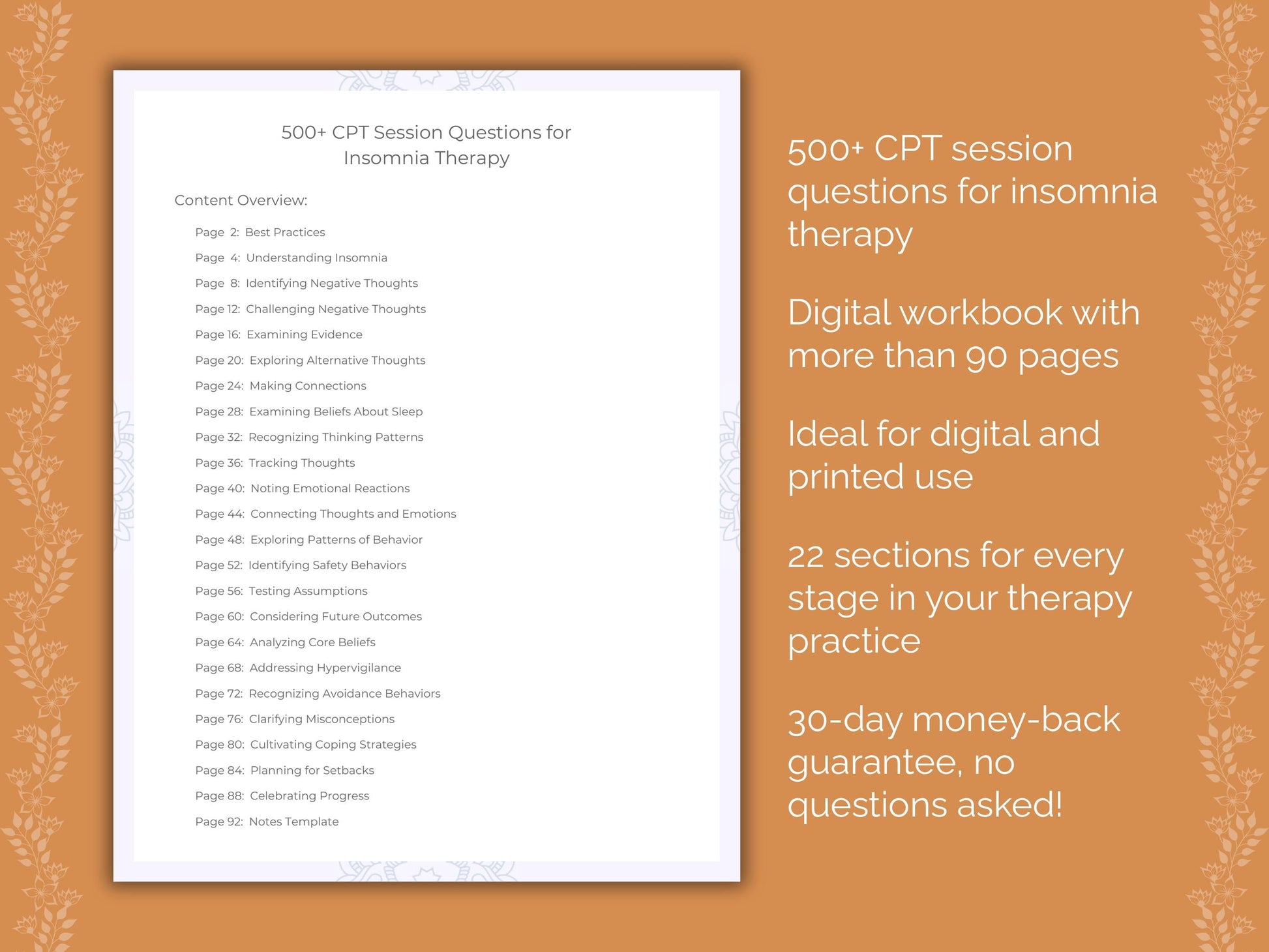 Insomnia Cognitive Processing Therapy (CPT) Therapist Worksheets