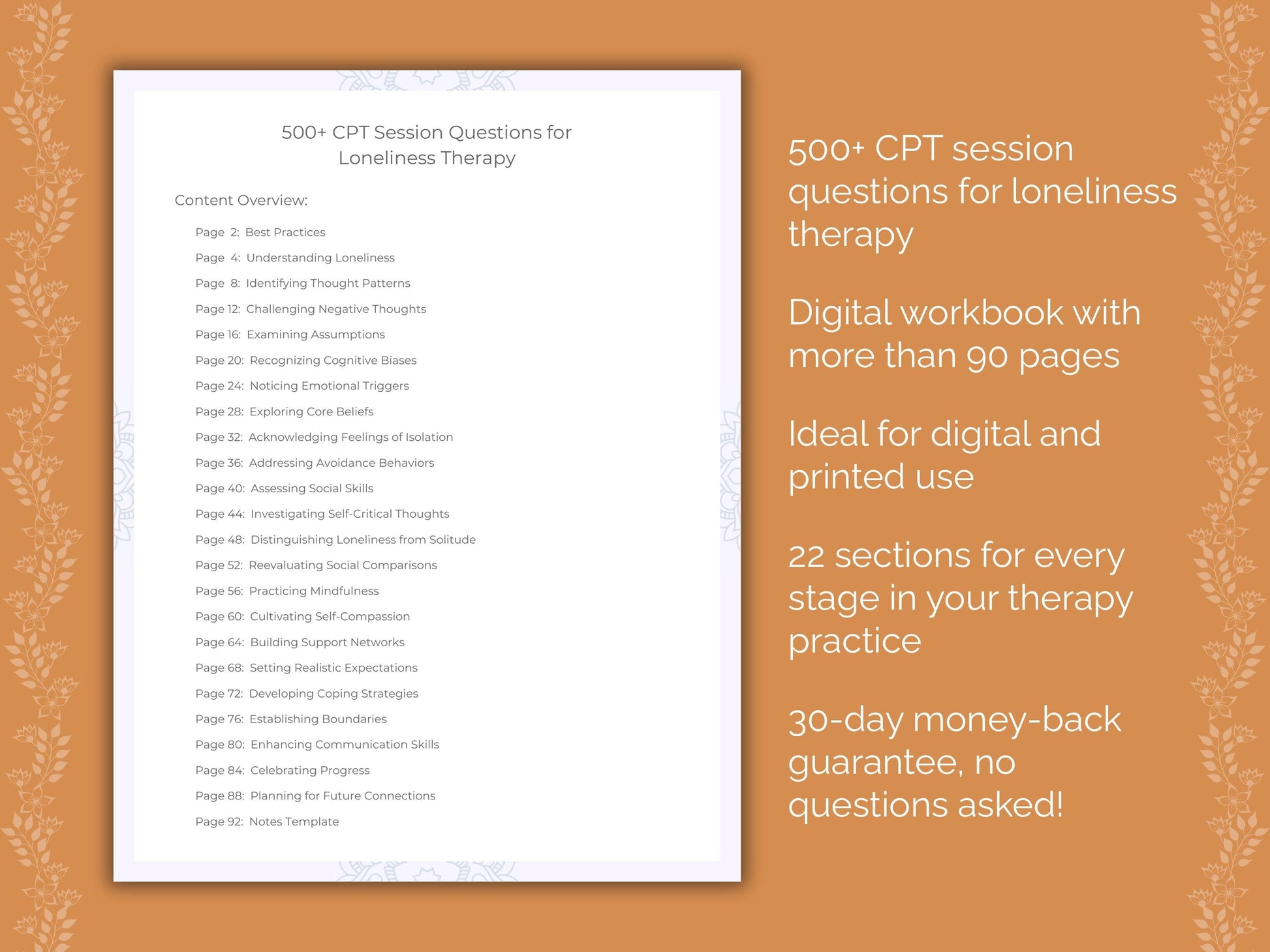 Loneliness Cognitive Processing Therapy (CPT) Therapist Worksheets