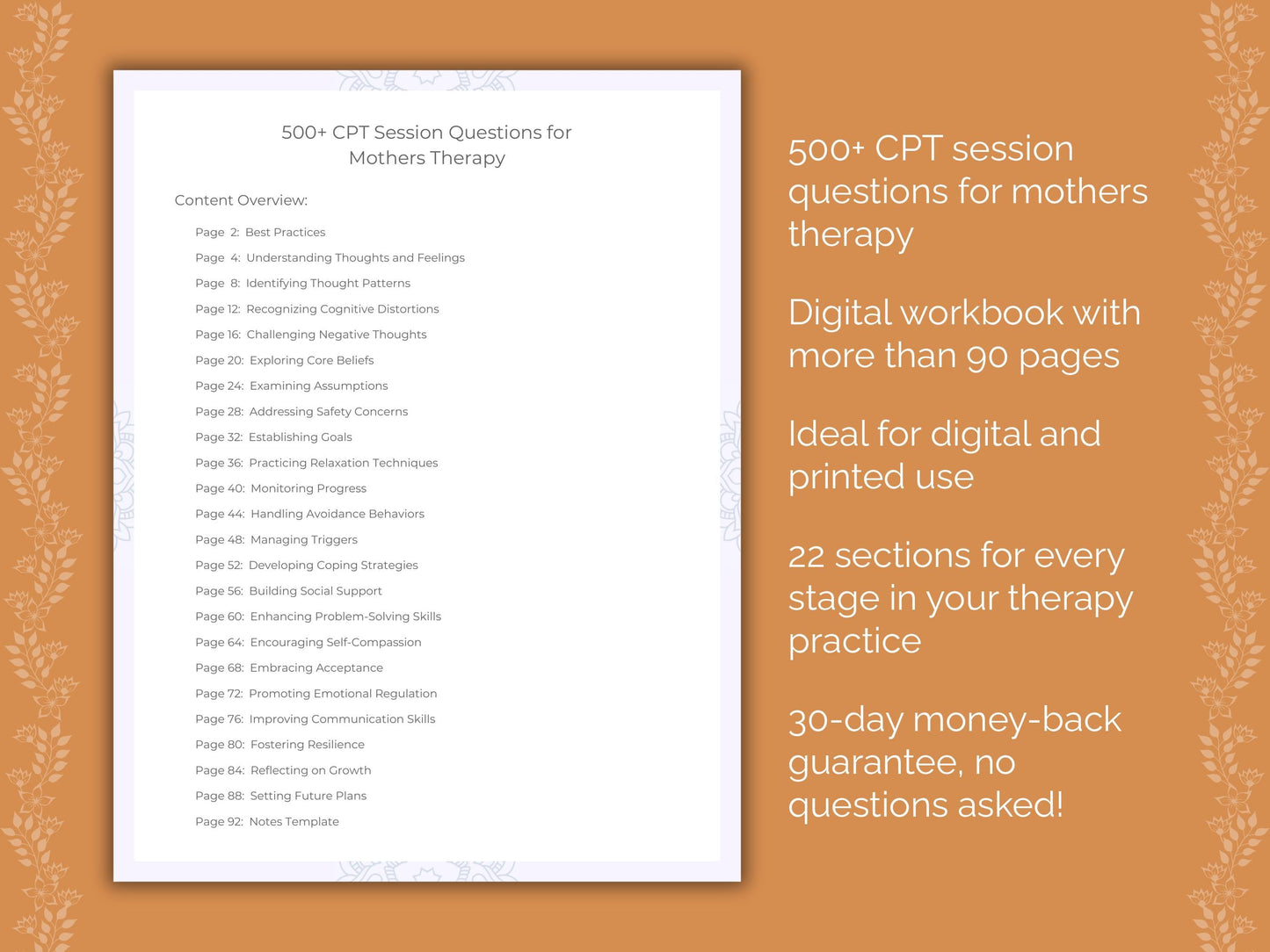 Mothers Cognitive Processing Therapy (CPT) Therapist Worksheets