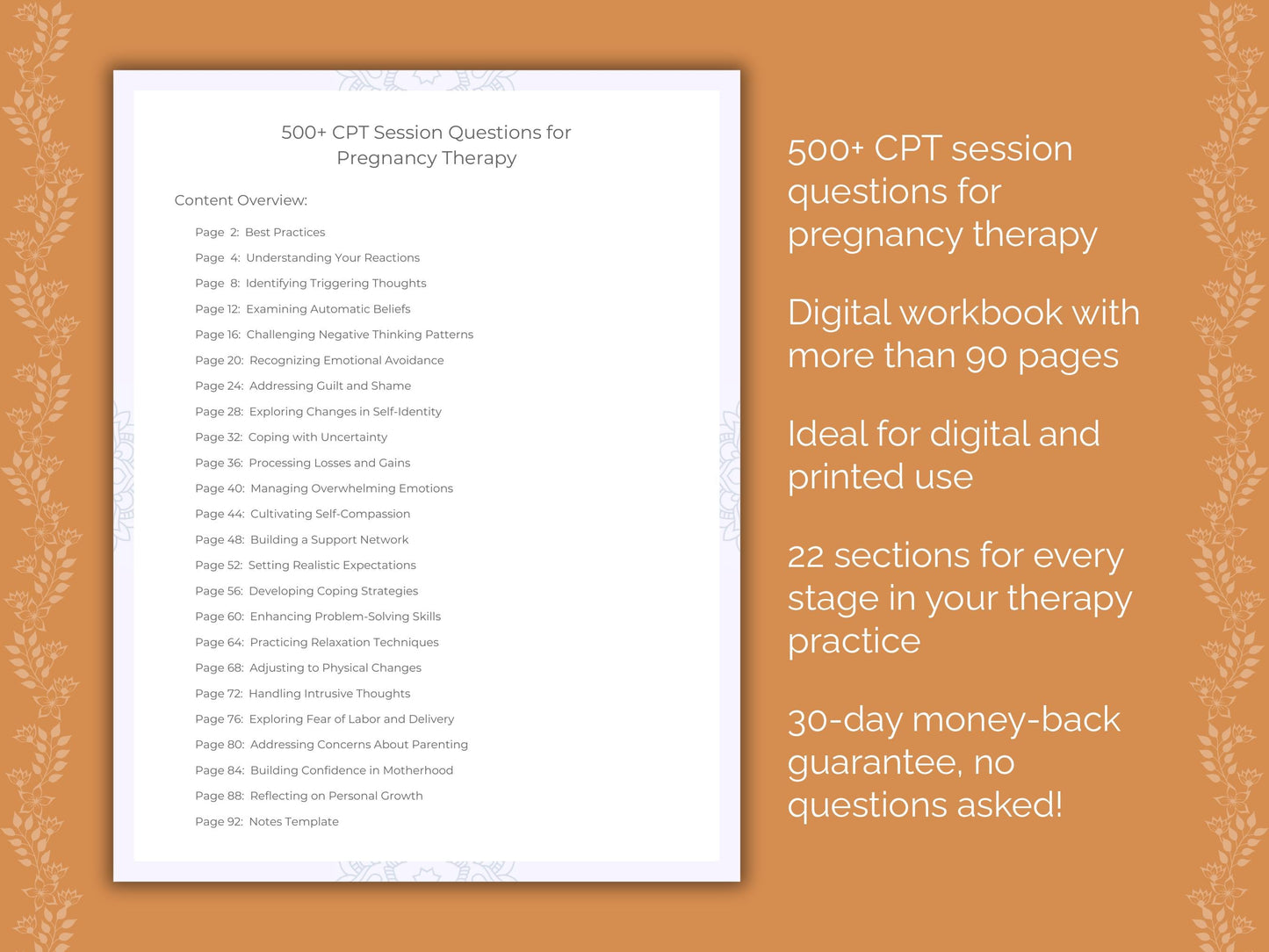 Pregnancy Cognitive Processing Therapy (CPT) Therapist Worksheets