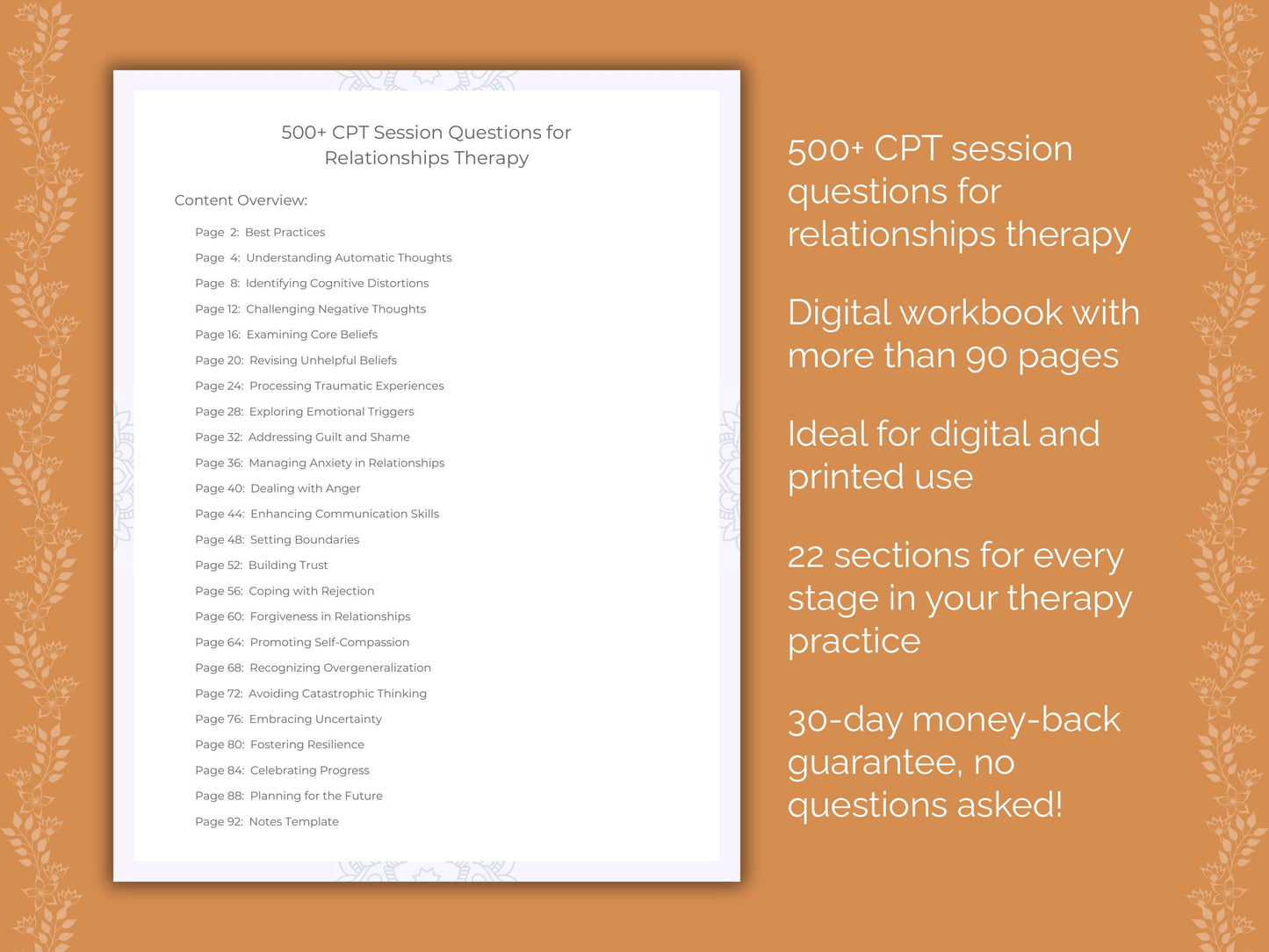 Relationships Cognitive Processing Therapy (CPT) Therapist Worksheets