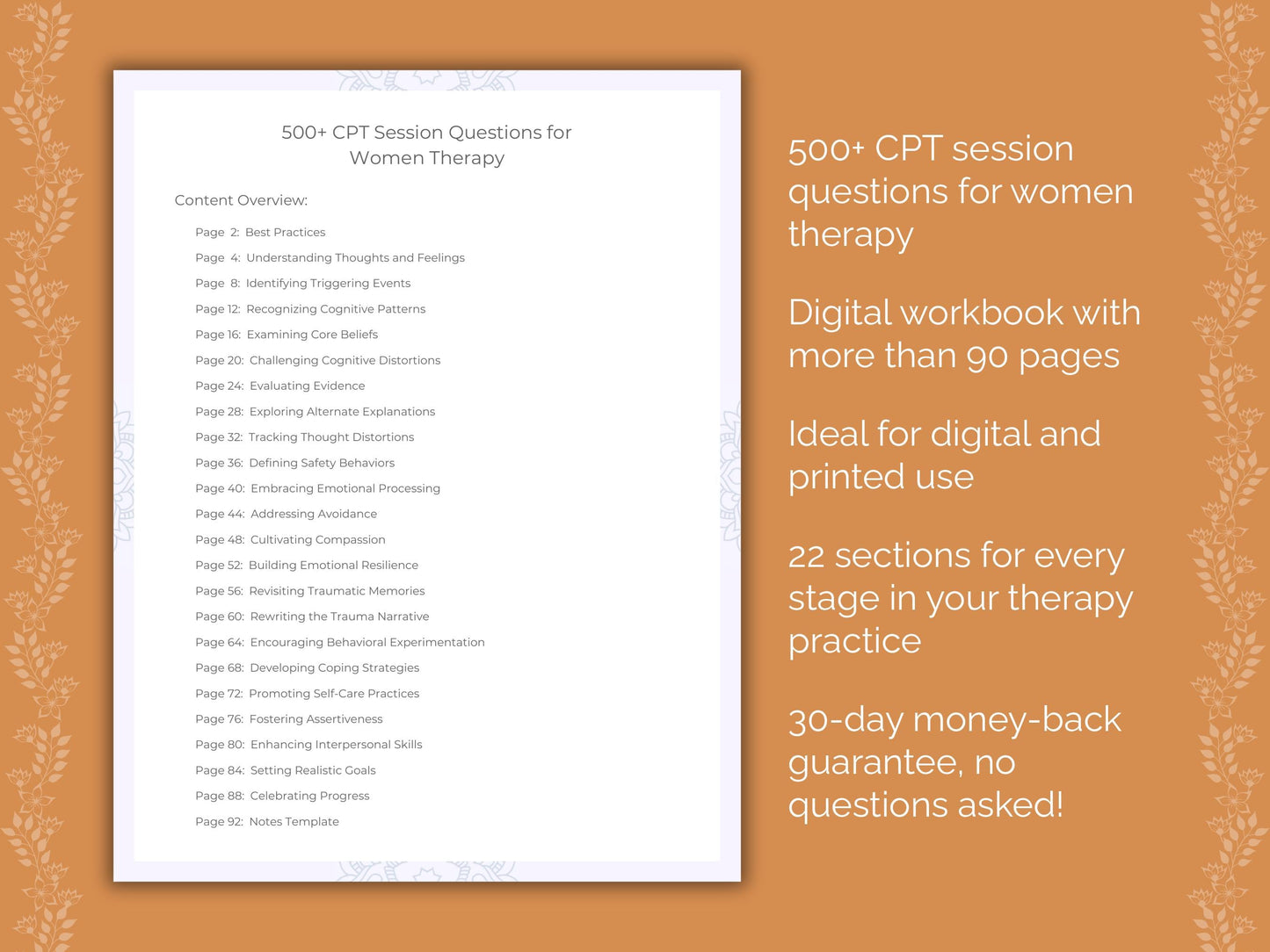 Women Cognitive Processing Therapy (CPT) Therapist Worksheets