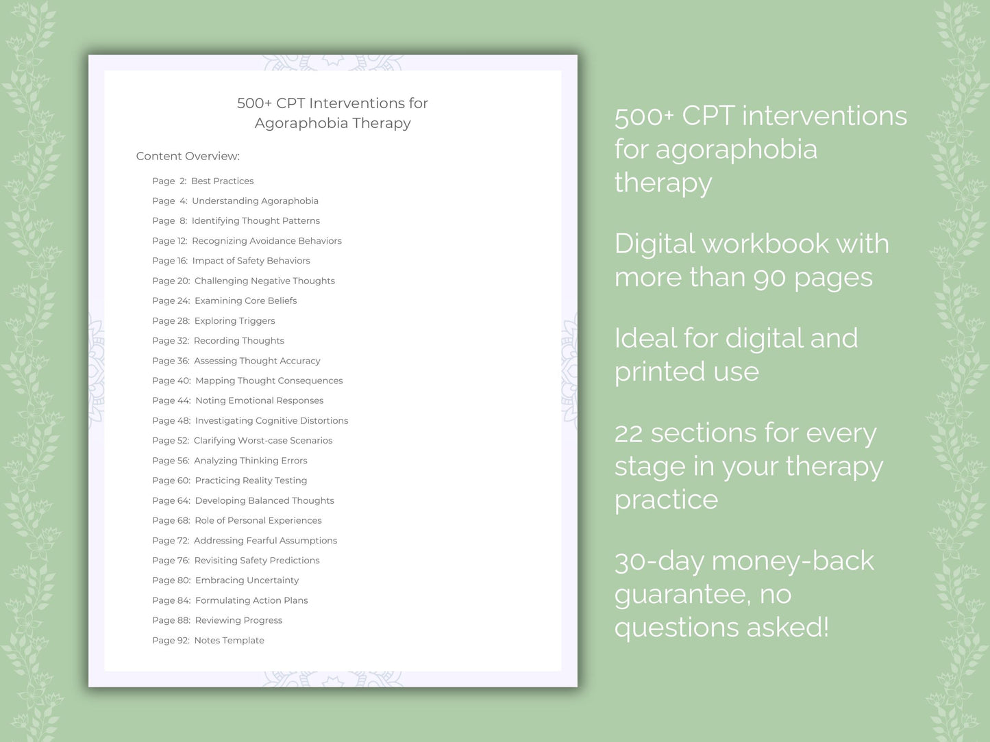 Agoraphobia Cognitive Processing Therapy (CPT) Therapist Worksheets