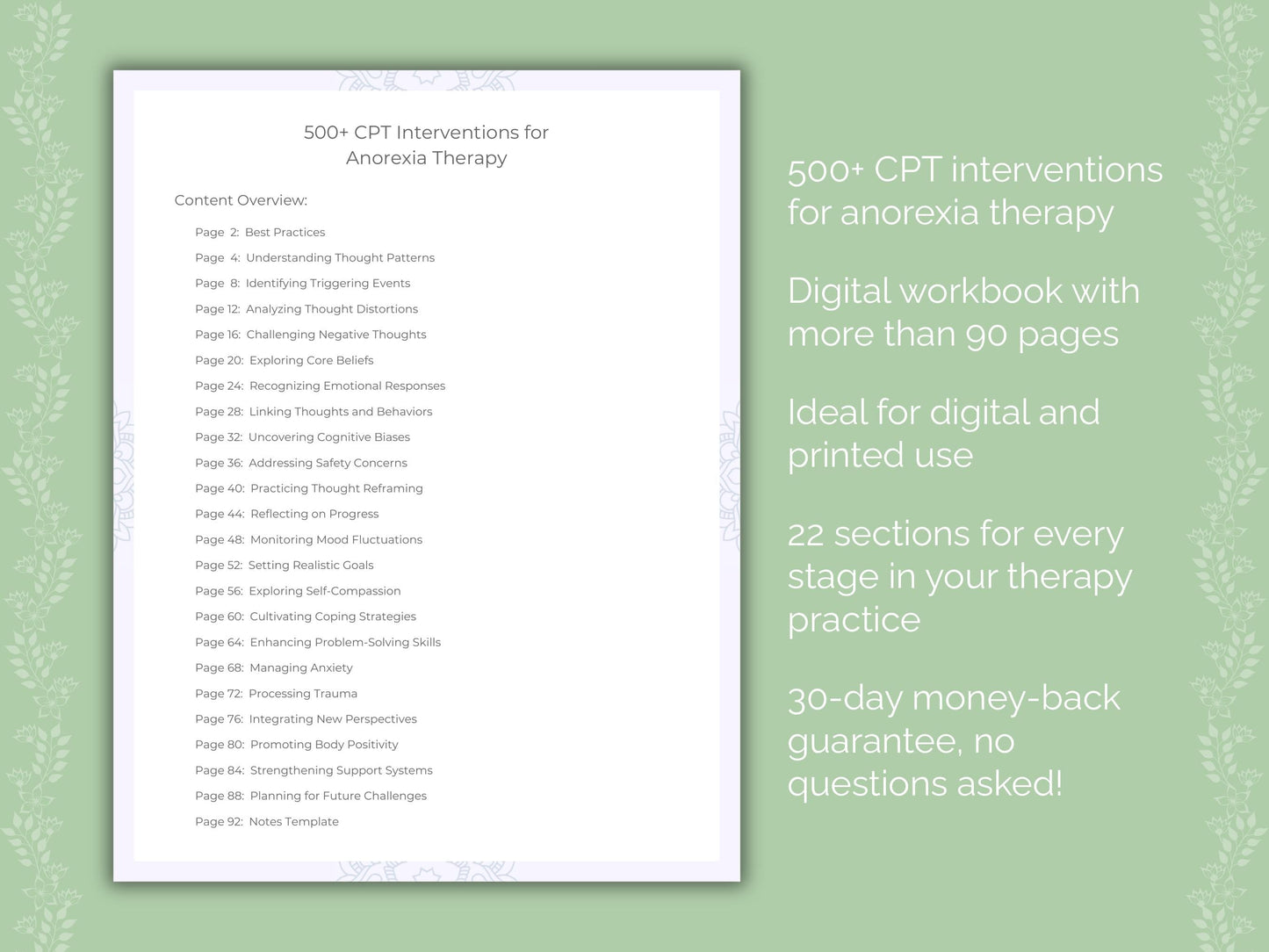 Anorexia Cognitive Processing Therapy (CPT) Therapist Worksheets