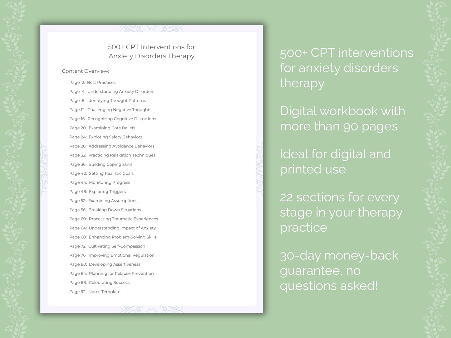 Anxiety Disorders Cognitive Processing Therapy (CPT) Therapist Worksheets